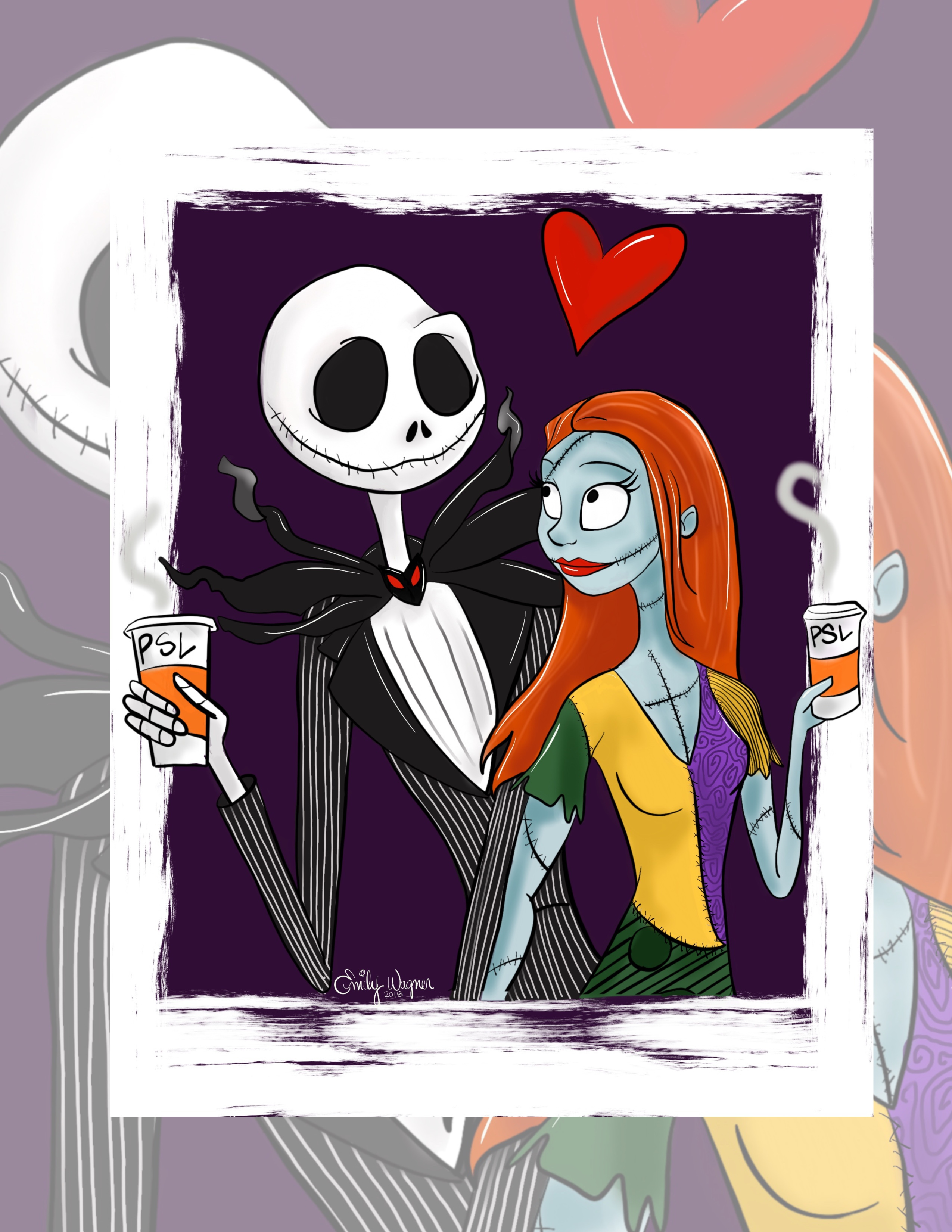 Jack Skellington and Sally Enjoy Pumpkin Spice Latte art